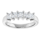 10K Gold Square Lab-Grown Diamond Five-Stone Anniversary Band – 3/8–1 1/2 CTW - White Gold - view 3