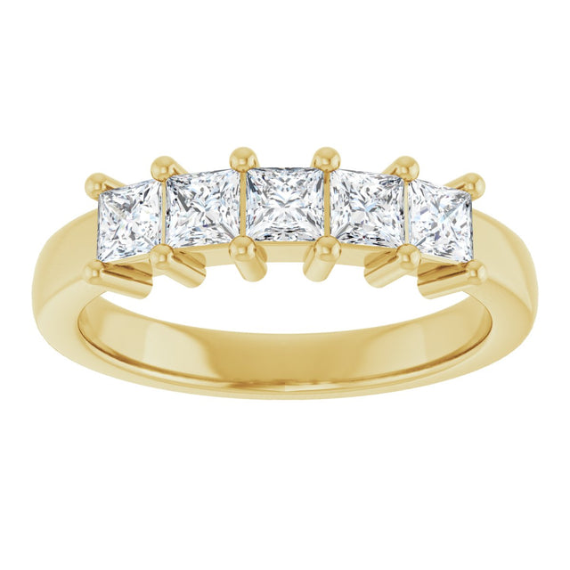 14K Gold Square Natural Diamond Five-Stone Anniversary Band – 1/3–1 1/4 CTW - Yellow Gold - view 3
