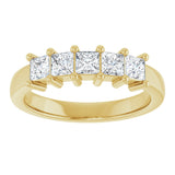 10K Gold Square Lab-Grown Diamond Five-Stone Anniversary Band – 3/8–1 1/2 CTW - Yellow Gold - view 3