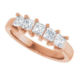 10K Gold Square Lab-Grown Diamond Five-Stone Anniversary Band – 3/8–1 1/2 CTW - Rose Gold - view 5