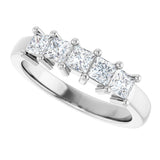 10K Gold Square Lab-Grown Diamond Five-Stone Anniversary Band – 3/8–1 1/2 CTW - White Gold - view 5