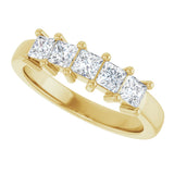 10K Gold Square Lab-Grown Diamond Five-Stone Anniversary Band – 3/8–1 1/2 CTW - Yellow Gold - view 5