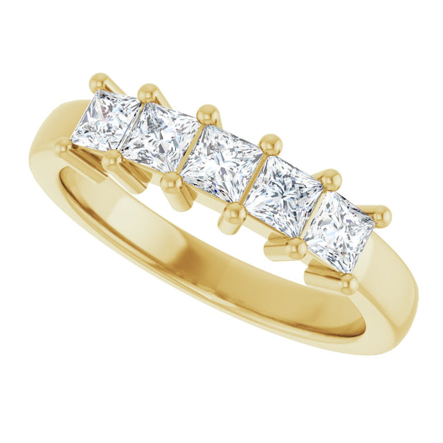10K Gold Square Lab-Grown Diamond Five-Stone Anniversary Band – 3/8–1 1/2 CTW - Yellow Gold - view 5