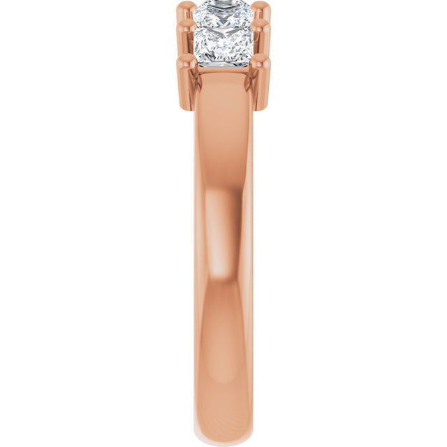 10K Gold Square Lab-Grown Diamond Five-Stone Anniversary Band – 3/8–1 1/2 CTW - Rose Gold - view 4