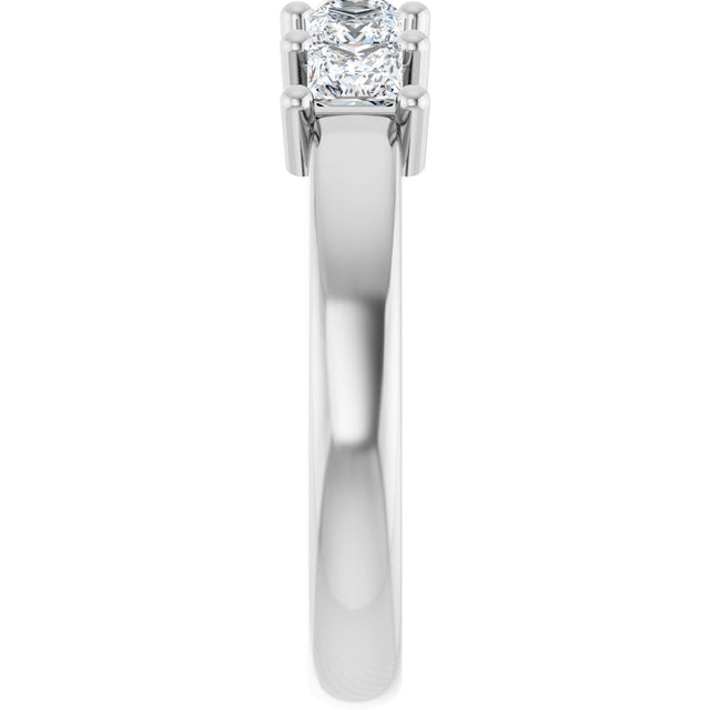 10K Gold Square Lab-Grown Diamond Five-Stone Anniversary Band – 3/8–1 1/2 CTW - White Gold - view 4