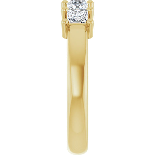 14K Gold Square Lab-Grown Diamond Five-Stone Anniversary Band – 1/3–1 1/4 CTW - Yellow Gold - view 4