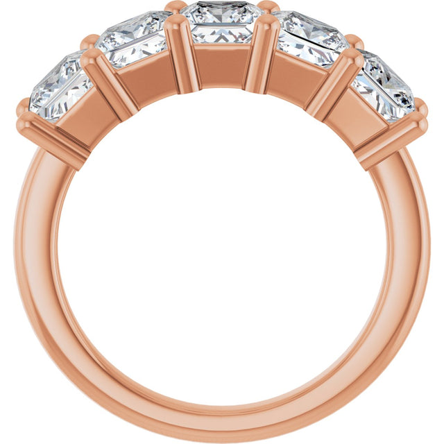 14K Gold Square Natural Diamond Five-Stone Anniversary Band – 1 3/8–5 CTW - Rose Gold - view 2
