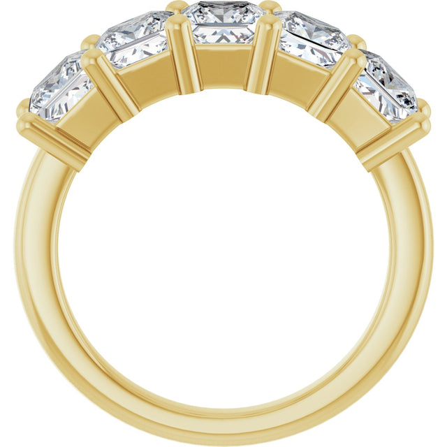 14K Gold Square Lab-Grown Diamond Five-Stone Anniversary Band – 1 3/8–6 1/4 CTW - Yellow Gold - view 2