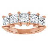 10K Gold Square Lab-Grown Diamond Five-Stone Anniversary Band – 1 9/10–7 CTW - Rose Gold - view 3