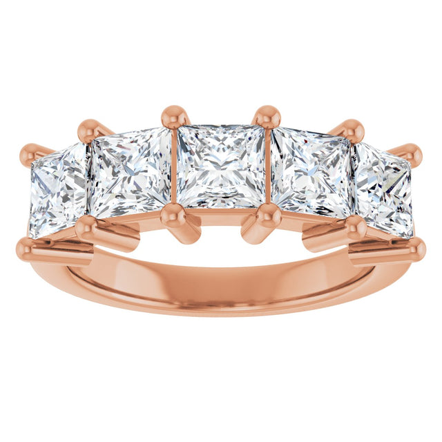 10K Gold Square Lab-Grown Diamond Five-Stone Anniversary Band – 1 9/10–7 CTW - Rose Gold - view 3