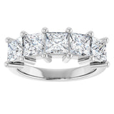 14K Gold Square Natural Diamond Five-Stone Anniversary Band – 1 3/8–5 CTW - White Gold - view 3