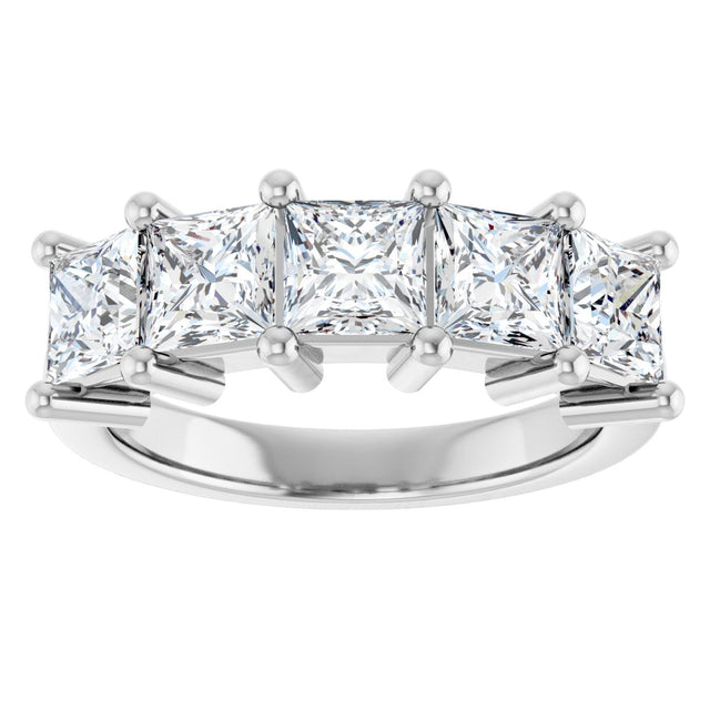 10K Gold Square Natural Diamond Five-Stone Anniversary Band – 1 1/2–5 1/5 CTW - White Gold - view 3