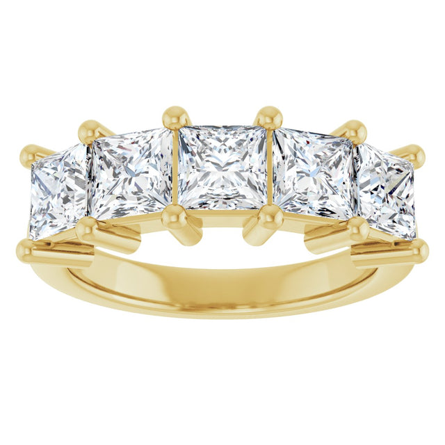 10K Gold Square Lab-Grown Diamond Five-Stone Anniversary Band – 1 9/10–7 CTW - Yellow Gold - view 3