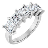 14K Gold Square Natural Diamond Five-Stone Anniversary Band – 1 3/8–5 CTW - White Gold