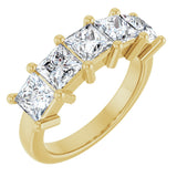 10K Gold Square Natural Diamond Five-Stone Anniversary Band – 1 1/2–5 1/5 CTW - Yellow Gold
