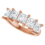 10K Gold Square Lab-Grown Diamond Five-Stone Anniversary Band – 1 9/10–7 CTW - Rose Gold - view 5
