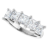 10K Gold Square Lab-Grown Diamond Five-Stone Anniversary Band – 1 9/10–7 CTW - White Gold - view 5
