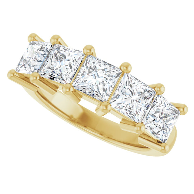 10K Gold Square Lab-Grown Diamond Five-Stone Anniversary Band – 1 9/10–7 CTW - Yellow Gold - view 5