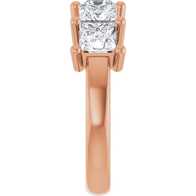 10K Gold Square Lab-Grown Diamond Five-Stone Anniversary Band – 1 9/10–7 CTW - Rose Gold - view 4