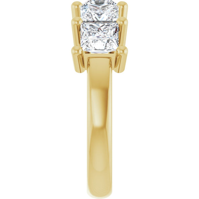 14K Gold Square Lab-Grown Diamond Five-Stone Anniversary Band – 1 3/8–6 1/4 CTW - Yellow Gold - view 4