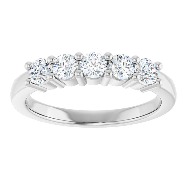 10K Gold Round Natural Diamond Five-Stone Anniversary Band – 1/5–5/8 CTW - White Gold - view 3