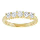 10K Gold Round Lab-Grown Diamond Five-Stone Anniversary Band – 1/4–5/8 CTW - Yellow Gold - view 3