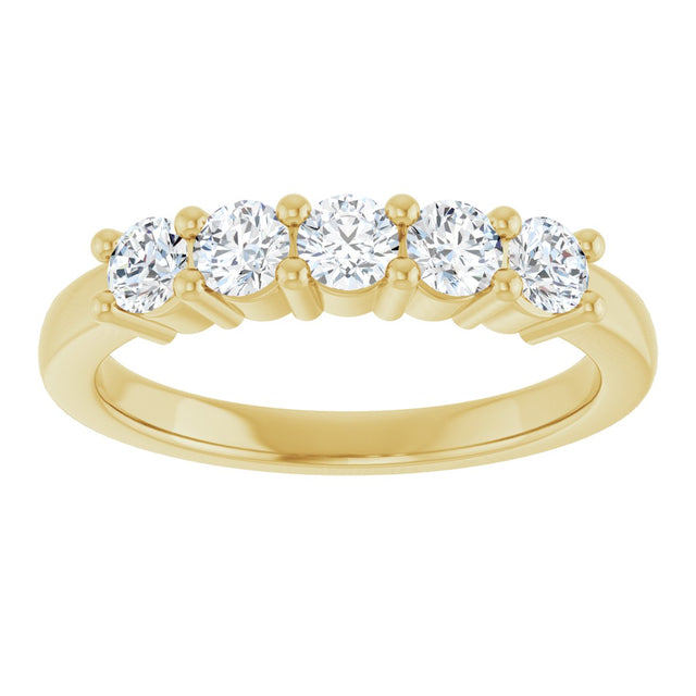 10K Gold Round Lab-Grown Diamond Five-Stone Anniversary Band – 1/4–5/8 CTW - Yellow Gold - view 3
