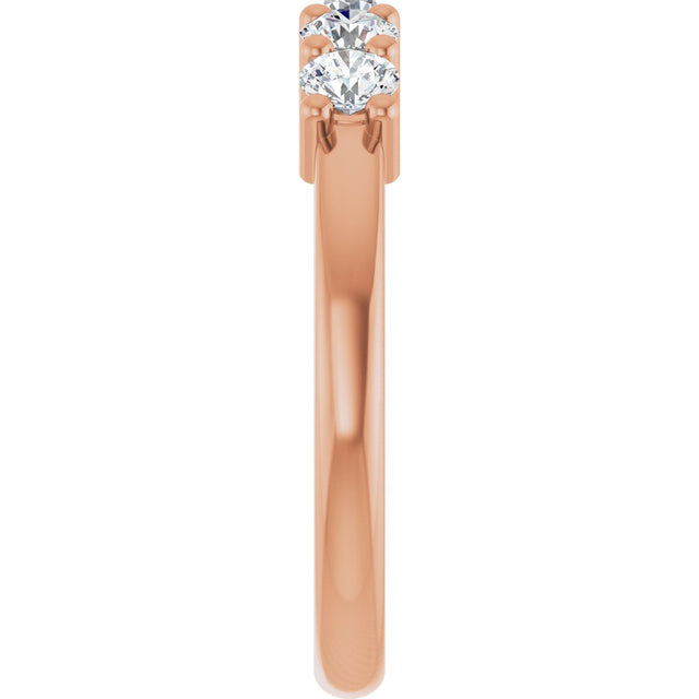 10K Gold Round Lab-Grown Diamond Five-Stone Anniversary Band – 1/4–5/8 CTW - Rose Gold - view 4