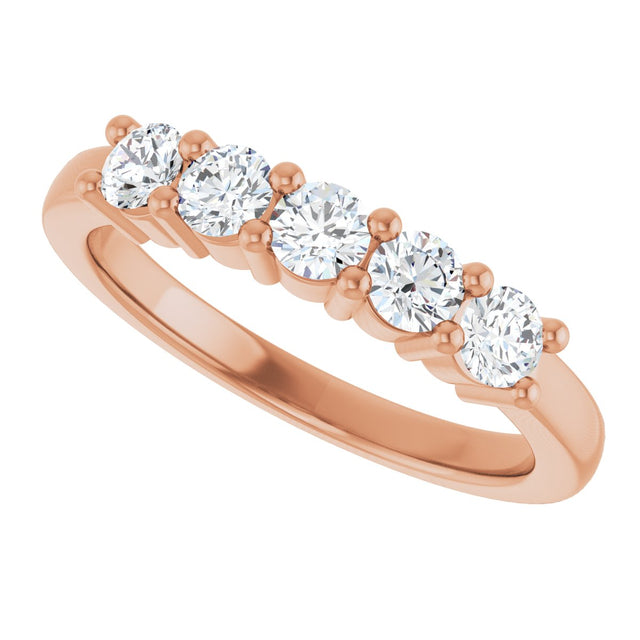 10K Gold Round Natural Diamond Five-Stone Anniversary Band – 1/5–5/8 CTW - Rose Gold - view 5