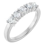 14K Gold Round Lab-Grown Diamond Five-Stone Anniversary Band – 1/5–5/8 CTW - White Gold