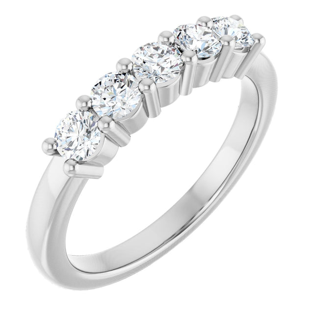 10K Gold Round Lab-Grown Diamond Five-Stone Anniversary Band – 1/4–5/8 CTW - White Gold