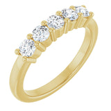 14K Gold Round Natural Diamond Five-Stone Anniversary Band – 1/5–5/8 CTW - Yellow Gold