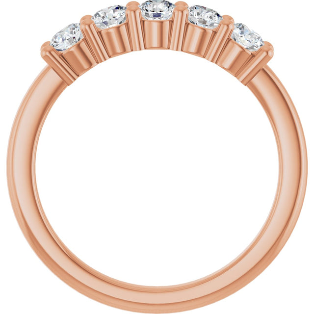 14K Gold Round Lab-Grown Diamond Five-Stone Anniversary Band – 1/5–5/8 CTW - Rose Gold - view 2