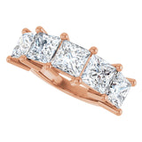 10K Gold Square Natural Diamond Five-Stone Anniversary Band – 1 1/2–5 1/5 CTW - Rose Gold - view 5