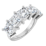 10K Gold Square Lab-Grown Diamond Five-Stone Anniversary Band – 1 9/10–7 CTW - White Gold