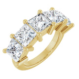 14K Gold Square Lab-Grown Diamond Five-Stone Anniversary Band – 1 3/8–6 1/4 CTW - Yellow Gold