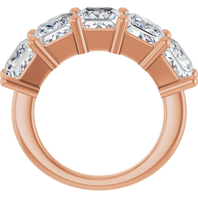 10K Gold Square Natural Diamond Five-Stone Anniversary Band – 1 1/2–5 1/5 CTW - Rose Gold - view 2