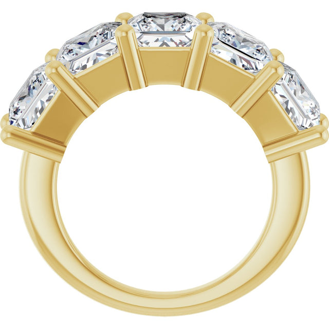 10K Gold Square Natural Diamond Five-Stone Anniversary Band – 1 1/2–5 1/5 CTW - Yellow Gold - view 2