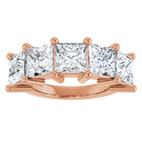 10K Gold Square Lab-Grown Diamond Five-Stone Anniversary Band – 1 9/10–7 CTW - Rose Gold - view 3