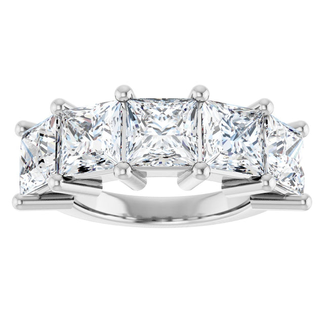 10K Gold Square Lab-Grown Diamond Five-Stone Anniversary Band – 1 9/10–7 CTW - White Gold - view 3