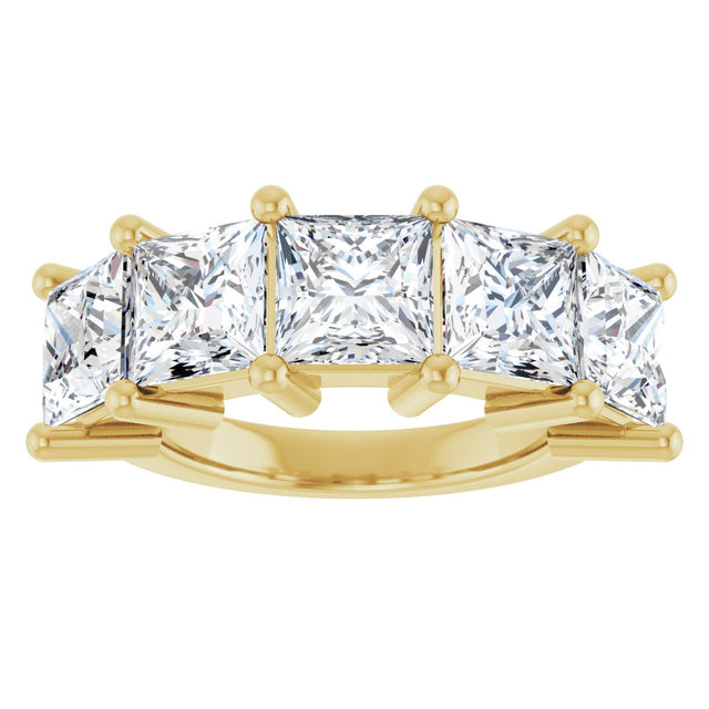 10K Gold Square Lab-Grown Diamond Five-Stone Anniversary Band – 1 9/10–7 CTW - Yellow Gold - view 3