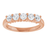 10K Gold Round Lab-Grown Diamond Five-Stone Anniversary Band – 3/4–1 5/8 CTW - Rose Gold - view 3