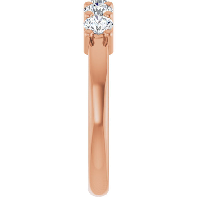 10K Gold Round Natural Diamond Five-Stone Anniversary Band – 3/4–1 1/2 CTW - Rose Gold - view 4