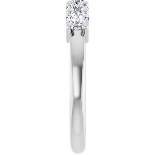 10K Gold Round Natural Diamond Five-Stone Anniversary Band – 3/4–1 1/2 CTW - White Gold - view 4