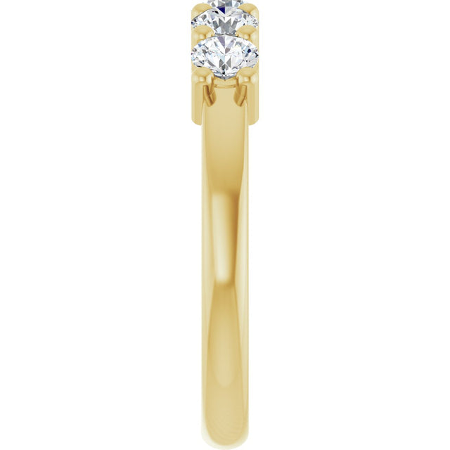 10K Gold Round Natural Diamond Five-Stone Anniversary Band – 3/4–1 1/2 CTW - Yellow Gold - view 4