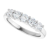 10K Gold Round Natural Diamond Five-Stone Anniversary Band – 3/4–1 1/2 CTW - White Gold - view 5