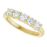 10K Gold Round Lab-Grown Diamond Five-Stone Anniversary Band – 3/4–1 5/8 CTW - Yellow Gold - view 5