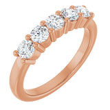 14K Gold Round Lab-Grown Diamond Five-Stone Anniversary Band – 3/4–1 5/8 CTW - Rose Gold