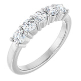 10K Gold Round Lab-Grown Diamond Five-Stone Anniversary Band – 3/4–1 5/8 CTW - White Gold