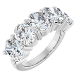14K Gold Oval Natural Diamond Five-Stone Anniversary Band – 1 1/3–5 CTW - White Gold